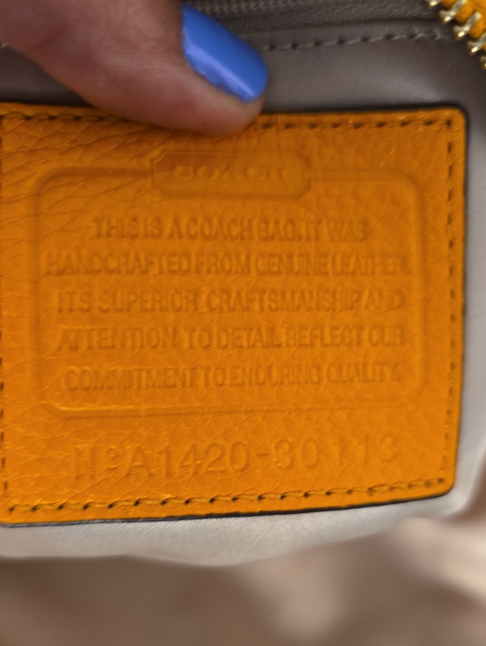 Coach Madison Georgie Satchel 30113 Ostrich Embossed Leather White Orange